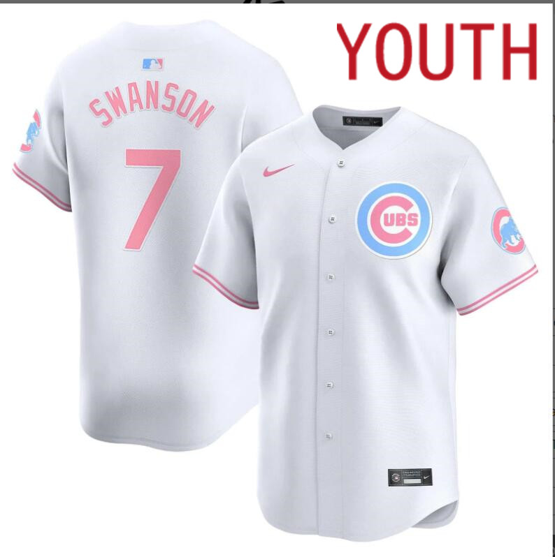 Youth Chicago Cubs #7 Swanson white 2024 Nike MLB jersey